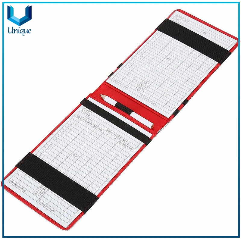 Custom Design Golf Scorecard Holder, PU Leather with Pencil W/ Custom Logo Golf Yardage Book Cover for Best Promotional Gifts