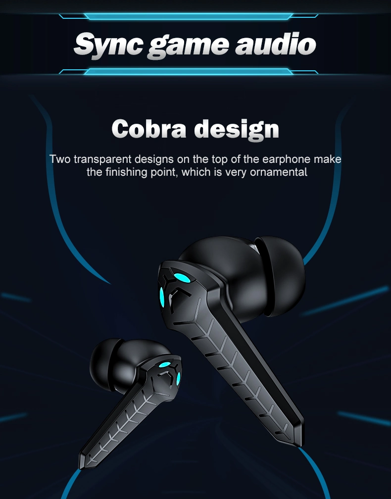 Game Wireless Bluetooth Headphones No Delay with Cool Breathing Lighting Born for Mobile Games Sync Game Audio Cobra Design 360 Degree Stereo Sound Effect