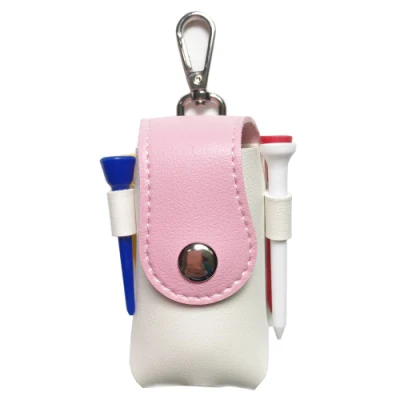 Mini borsa da golf in pelle PU con logo personalizzato rosa con magliette da golf Palline da golf Cintura da golf appesa in vita 2 colori tra cui scegliere Regalo Ping marrone