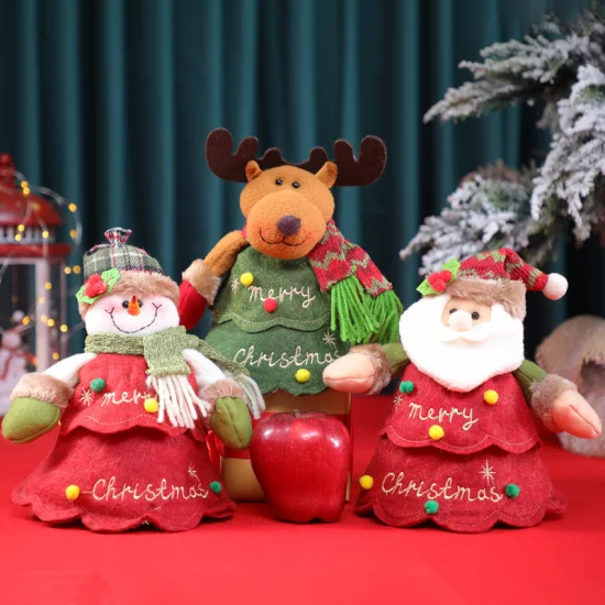 Nuovo sacchetto regalo di Natale con bocca a mazzo in tela stampata, sacchetto di caramelle, sacchetto di mele di Natale, sacchetto di frutta