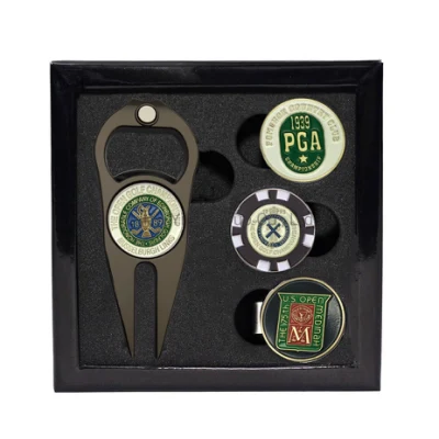 Golf Divot Tool Clip per cappello Chip da poker con indicatore magnetico per pallina Indicatore magnetico per pallina da golf con logo personalizzato da golf