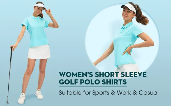 UPF50+ Polo sportive da donna Top da golf Colletto polo solido T-shirt sportive traspiranti per attività all'aperto